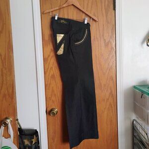 Women's wide-leg bell bottom blue jeans